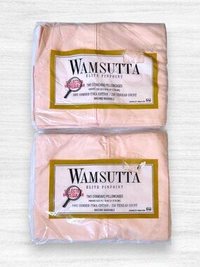 Vintage Wamsutta Elite Pink Pima Standard Pillowcases Cotton USA 4pc NOS Sealed